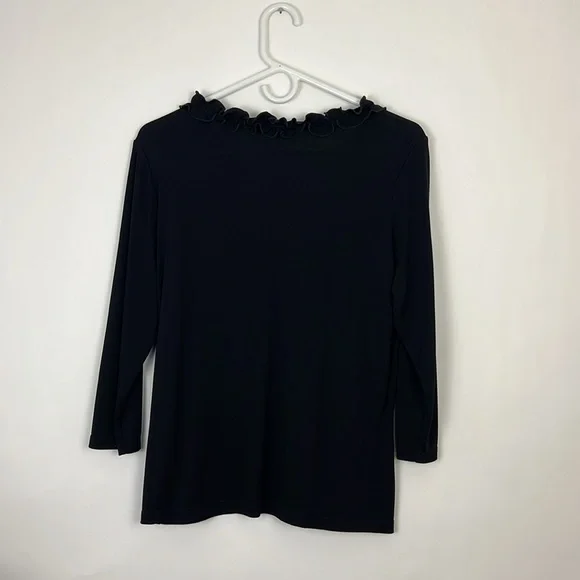 Susan Robert black blouse ruffle neck - Picture 7 of 8